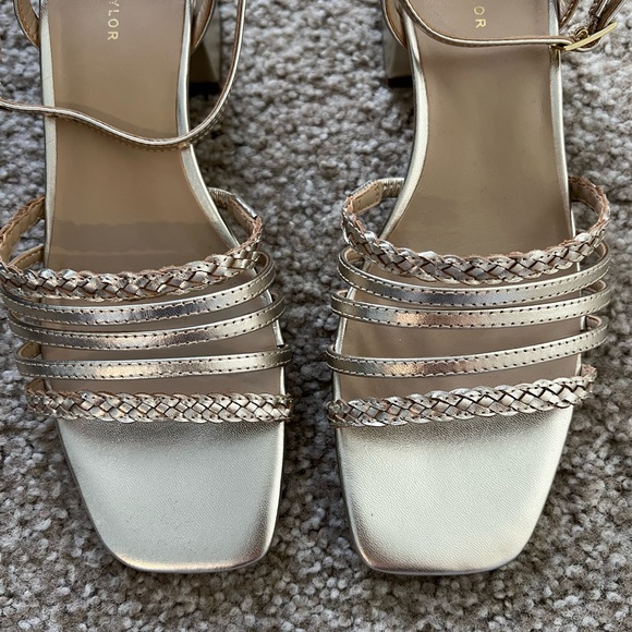 Ann Taylor Metallic Braided Multi-Strap Sandals - Picture 3 of 8